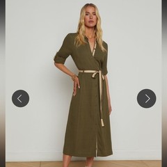 L&rsquo;AGENCE Malika Linen-Blend Shirt Dress Small