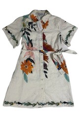 La Ragarre Midi Dress Size XL Made In Italy Linen/Cotton Blend Floral NWT