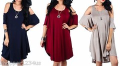 Open Cold Shoulder Full & Fluttery Jersey Drape Dress S/M L/XL 2X/3X Plus & Reg
