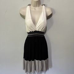 Vintage Voxx New York Dress Small Mini Plunging V-Neck Colorblock Y2K Club Party