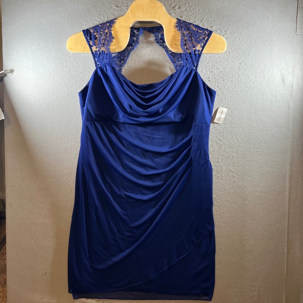 1313 | NWT Dressbarn Collection Ruched Lace Cocktail Sheath Dress Blue Women 20W