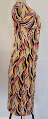 Anne Klein Bright Fun Trippy Casual Halfswirl Design Wrapped Dress w SideTie S12