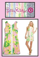 Lilly Pulitzer Sleeveless Floral Shift Dress Lace Pink Yellow Green White 16 XL