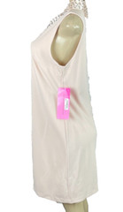 Betsey Johnson 10 Almond Pink Lined Beaded Collar Sleeveless Above Knee Dress