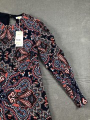 Boden Dress Womens 8P Multicolor Paisley Round Neck Long Sleeve Jersey NWT