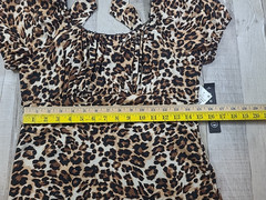 As U Wish Midi Dress Women&rsquo;s Sz M Animal Print Short Sleeve Back Tie See Photos