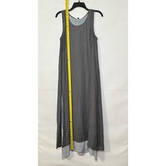 Coco+Carmen Gray/Blue Gauze Lagenlook Whimsigoth Cottage Layered Maxi Dress L/XL