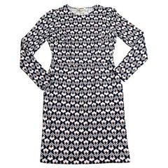 Boden Womens Navy Blue White Floral Cotton Jersey Long Sleeve Dress Size US 8R