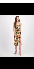 Row a Juniors&rsquo; Scalloped Printed Slip MIDI Dress – Natural Xxs