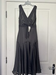 TED BAKER SILK FIT & FLARE COCKTAIL DRESS TB 1 UK SIZE 8 CHARCOAL