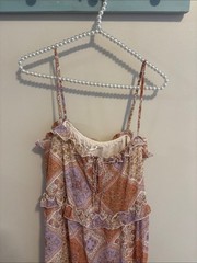 NEW June & Hudson Boho Paisley Patchwork Ruffle Tier Midi Dress XL Handkerchief