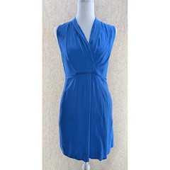 Maeve Anthropologie Blue Sleeveless V-Neck Wrap Tie Back Dress XS 41ACVRY018LA