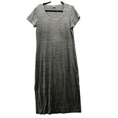 Old Navy Linen Blend Maxi T-Shirt Dress Womens M Heather Gray Short Sleeve Knit