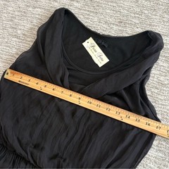 NWT Pura Seta Black Silk Jersey Lined Midi Dress Size Small Drop Waist Flowy