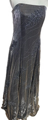 CASSANDRA STONE Size 16 Gray Strapless Beaded Chiffon Evening Gown
