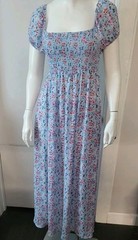 Pie in The Sky Womans Sz. M Cottagecore Prairie Dress Puff Sleeve Maxi