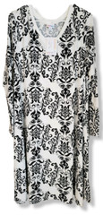 LuLaRoe Damask Scroll XL Emily Long Sleeved Pocket Dress Black on White NEW!