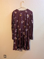 Eloquii Burgundy Long Sleeve Sweetheart Floral Wrap Dress, Size 18