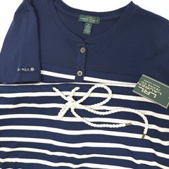 Lauren Ralph Lauren Women&rsquo;s Medium Navy Striped Nautical Rope T-Shirt Dress NEW