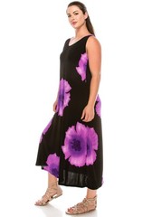 JOSTAR Purple Black LONG TANK DRESS Poly Spandex Knit TRAVEL S M L XL 2X 3X