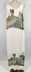 Citron Santa Monica women size M White Nature Motif Sleeveless Maxi Tank Dress