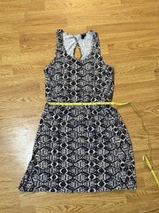 Patagonia Brown White Geometric Fish Pattern Keyhole Back Dress Nautical Sz M
