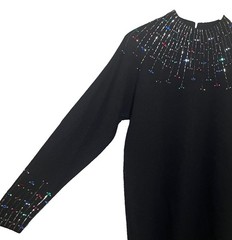 St. John Collection Black Embellished Santana Knit Sweater Dress Size 6 Flaw