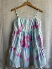 Women’s Adjustable Spaghetti Strap Tie Dye Dress Size Small Pink Blue Wild Fable