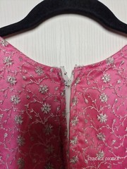 Womens Blouse & Sheer Skirt Small Pink Lined Classic Floral Embroidered Back Zip