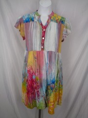 Parsley Sage Abstract Watercolor Flutter Sleeve Dress Size Medium