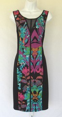 NICOLE BY NICOLE MILLER FLORAL DRESS BLACK POLY RAYON SPANDEX KNIT BLACK