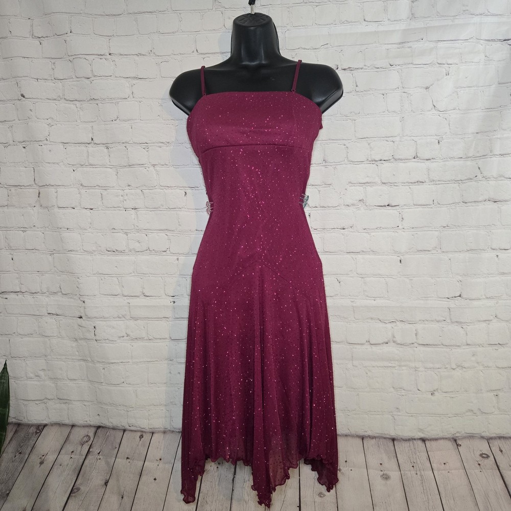 City Triangles Asymmetrical Handkerchief Hem Y2K Glitter Fairy Dress
