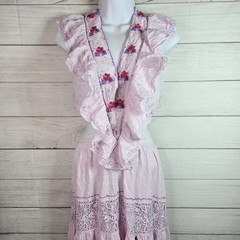 LoveShackFancy Lace Cottagecore Womens Floral Embroidered Maxi Embroidered Dress