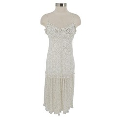Kut From The Kloth Rebecca Pleat Midi Dress Off White Dots Sleeveless Zip Small