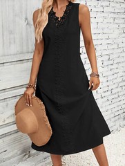 Beach Bohemian Style Women&rsquo;s Sleeveless Summer Lace Patchwork Long Dress