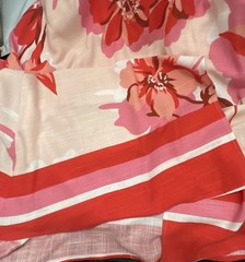 White Closet Elements Large Floral Maxi Dress Pink Coral Tropical Linen/rayon