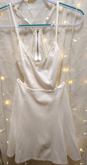 Lush Women Small White Dress Mini Lightweight Fit Flare Corset Hourglass V-Neck