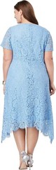Jessica London Womens 24W Lace Handkerchief Dress Periwinkle French Blue 1x/2x