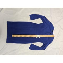 Vintage YL by Yair Bright Blue 100% Silk Dress w/ gold button accents Women sz 8