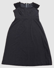 Carole Little Dress Black Ruffle Cap Sleeves Empire Waist Soft stretch fabric 4