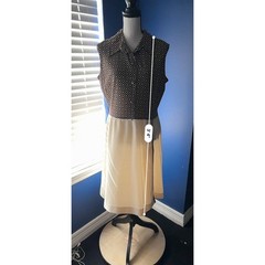 Vintage Mid‑Century Sleeveless Dress – Brown/White Geometric Bodice