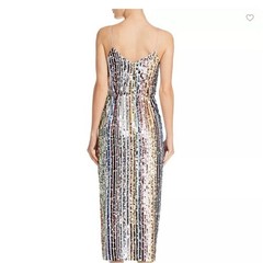 Saylor Sallie Rainbow Sequin Midi Wrap Dress Silver Red Pink Blue Green Size XS