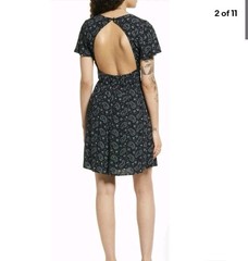 BP Deep V Neck Low Back Paisley Patterned Mini Dress Small
