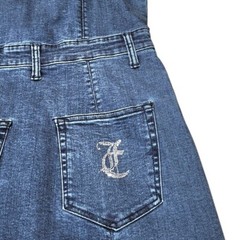 Juicy Couture Denim Dress Womens Size Medium High Waist Blue Zip Up