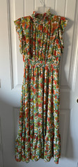 Code X Mode Women’s Size M Floral Maxi Dress Boho Stretchy Waist Flutter Sleeves