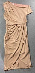 Women Dress One Off Shoulder Size S/M Peach Color Lined With Back Zip