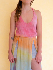 Tie Dye Boho Maxi Halterneck Beach Dress Pastel Colours