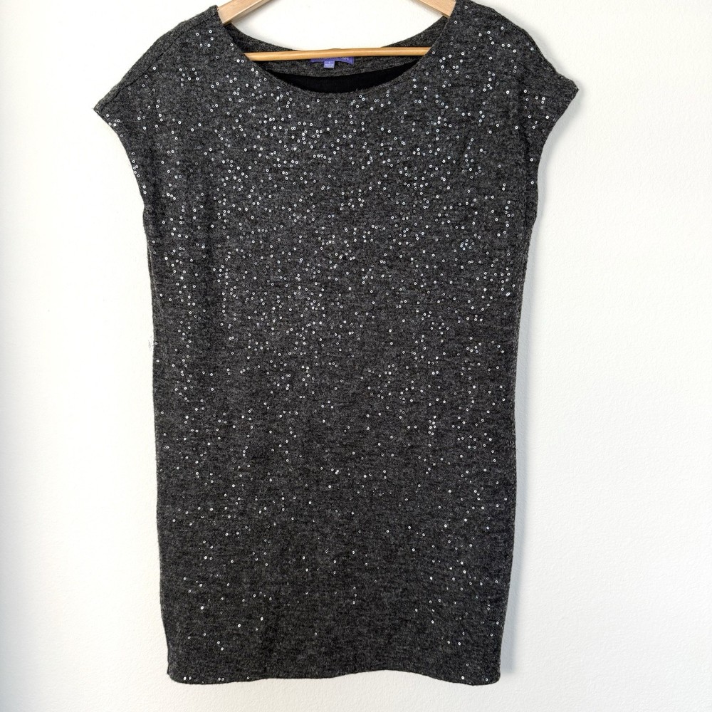 Vivienne Tam Sequin Knit Mini Dress Gray Womens Size Small Party Gala Sparkle