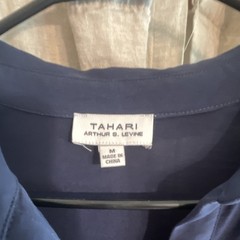 Tahari Arthur S. Levine Women’s Navy Solid Collared Button Front Shirt Dress M