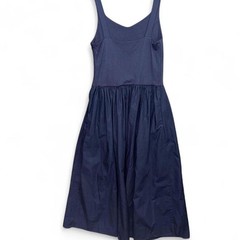 House Of Harlow Dress Womens L Navy Blue Maxi Fit Flare Cotton Timeless